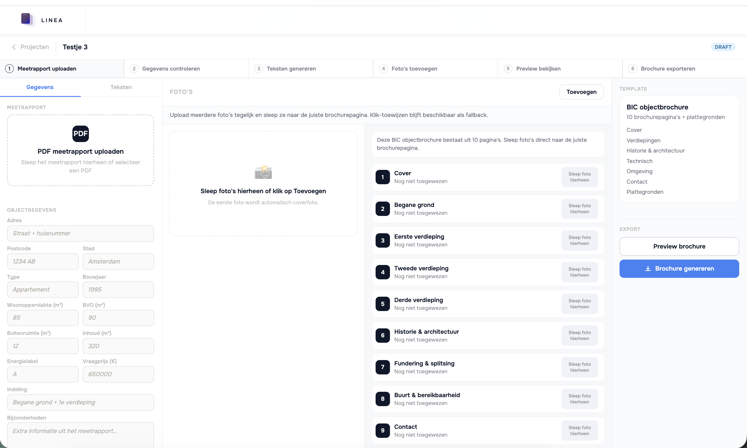 Linea, gestructureerd template voor content