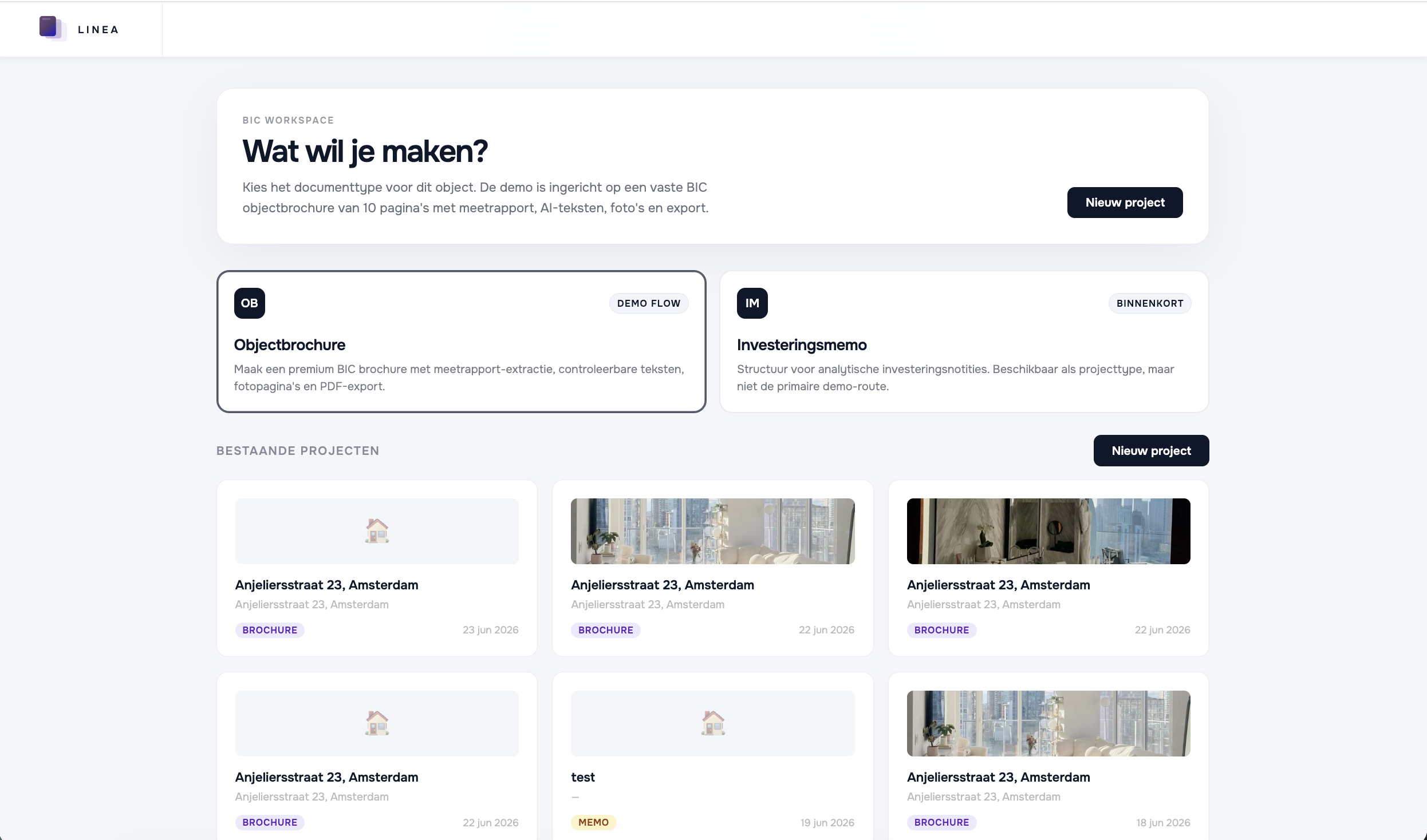 Linea workspace, data en document in één overzicht