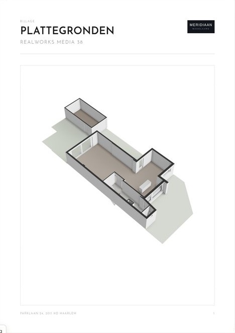 Brochurepagina met driedimensionale plattegrond